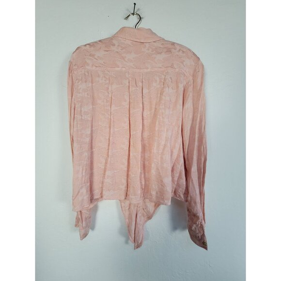 Anthropologie Cloth & Stone Women Joanie Tie-Front Button-Down Shirt Large Peach - Picture 2 of 8